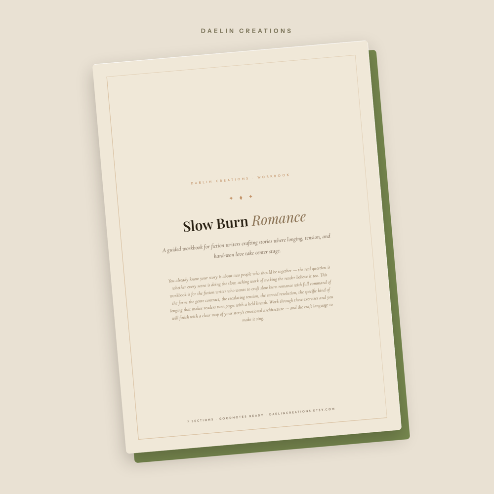 Slow Burn Romance Writing Workbook — Fiction Writer Guided Workbook PDF for — image 2