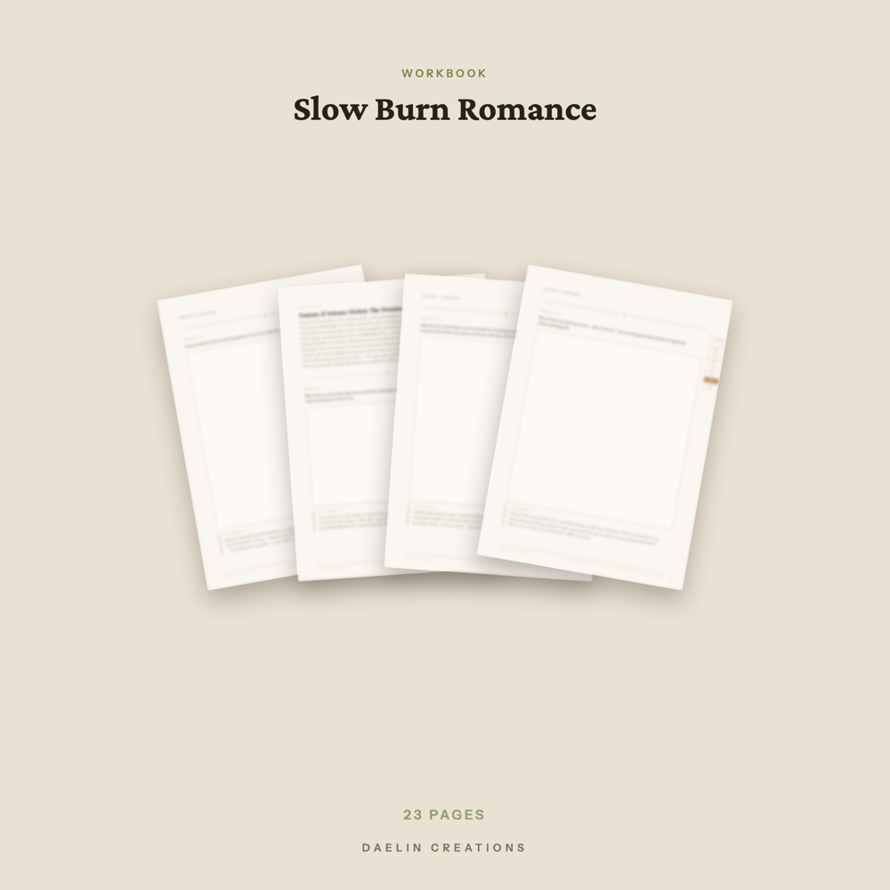 Slow Burn Romance Writing Workbook — Fiction Writer Guided Workbook PDF for — image 3