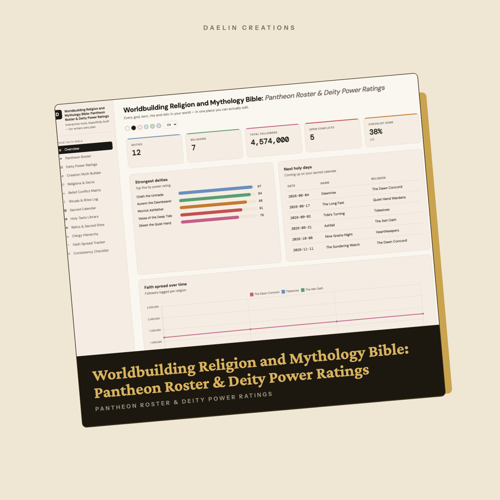 Worldbuilding Religion and Mythology Bible: Pantheon Roster & Deity Power Ratings — image 2